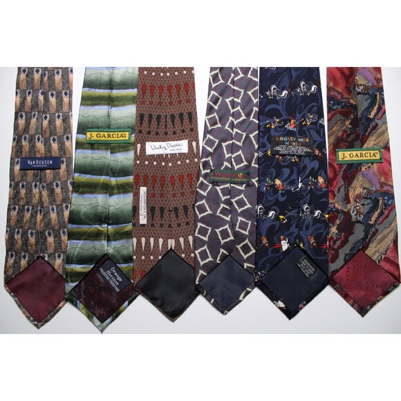 Lot of 6 Mens Neckties Van Heusen J. Garcia Hunting Ham Looney Tunes Mania Retro - Picture 7 of 12